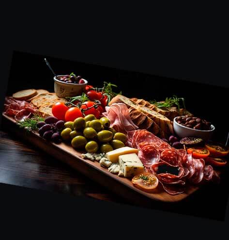 Tabla de quesos, salame y picoteo gourmet